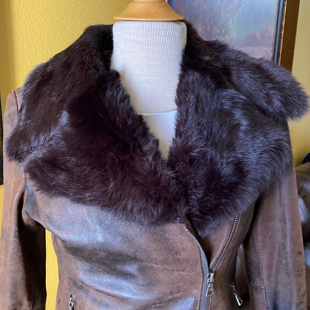 Reilly Olmes leather and fur jacket
